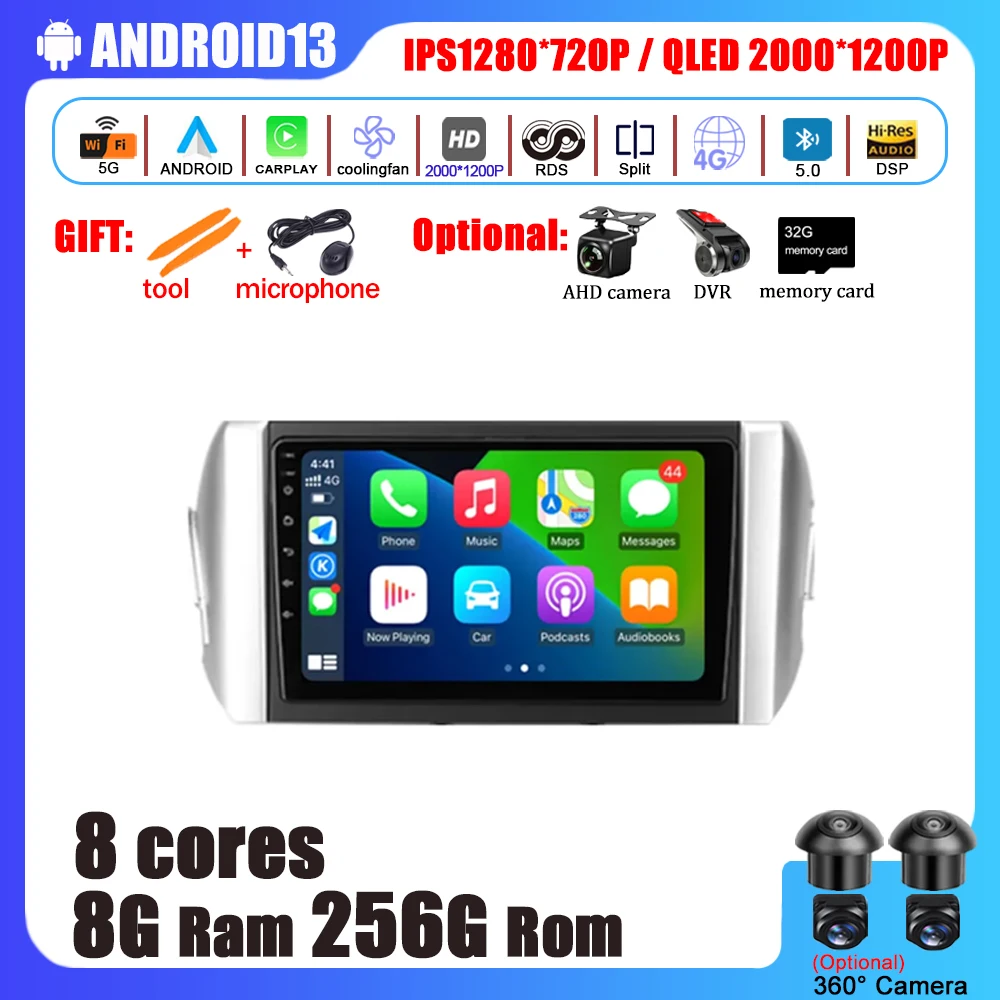 

Android 13 Car Accessories For Toyota Innova 2 2015 - 2022 Free MAP Quad Core IPS Multimedia Player Carplay No 2Din 2 Din DVD
