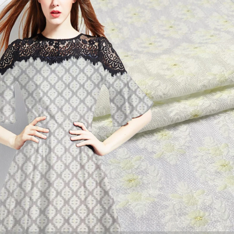 

Designer Custom Transparent Organza Jacquard Fabric High-end Dress Wedding Dress Thin Clothing Sew Cloth by the Meter
