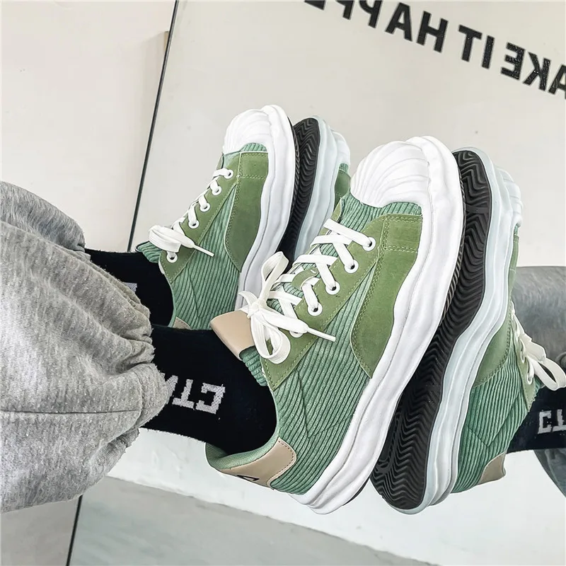 

Spring Summer Round Head Men Canvas Shoes Lace Up Fashion Shell Head Casual Shoes Men Sports Board Shoes Comfortable Sneakers