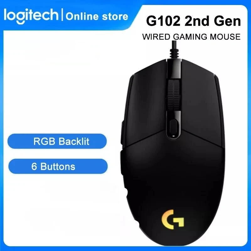 

Logitech G102 LIGHTSYNC 2nd Gen Gaming Mouse 6 Buttons 8000 DPI Wired gaming mouse RGB backlit gaming for PC