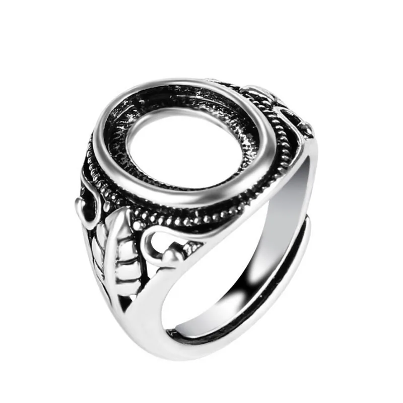 

13*10MM Compact And Exquisitely Carved Leaves Electroplated Alloy Adjustable Blank Ring DIY Beeswax