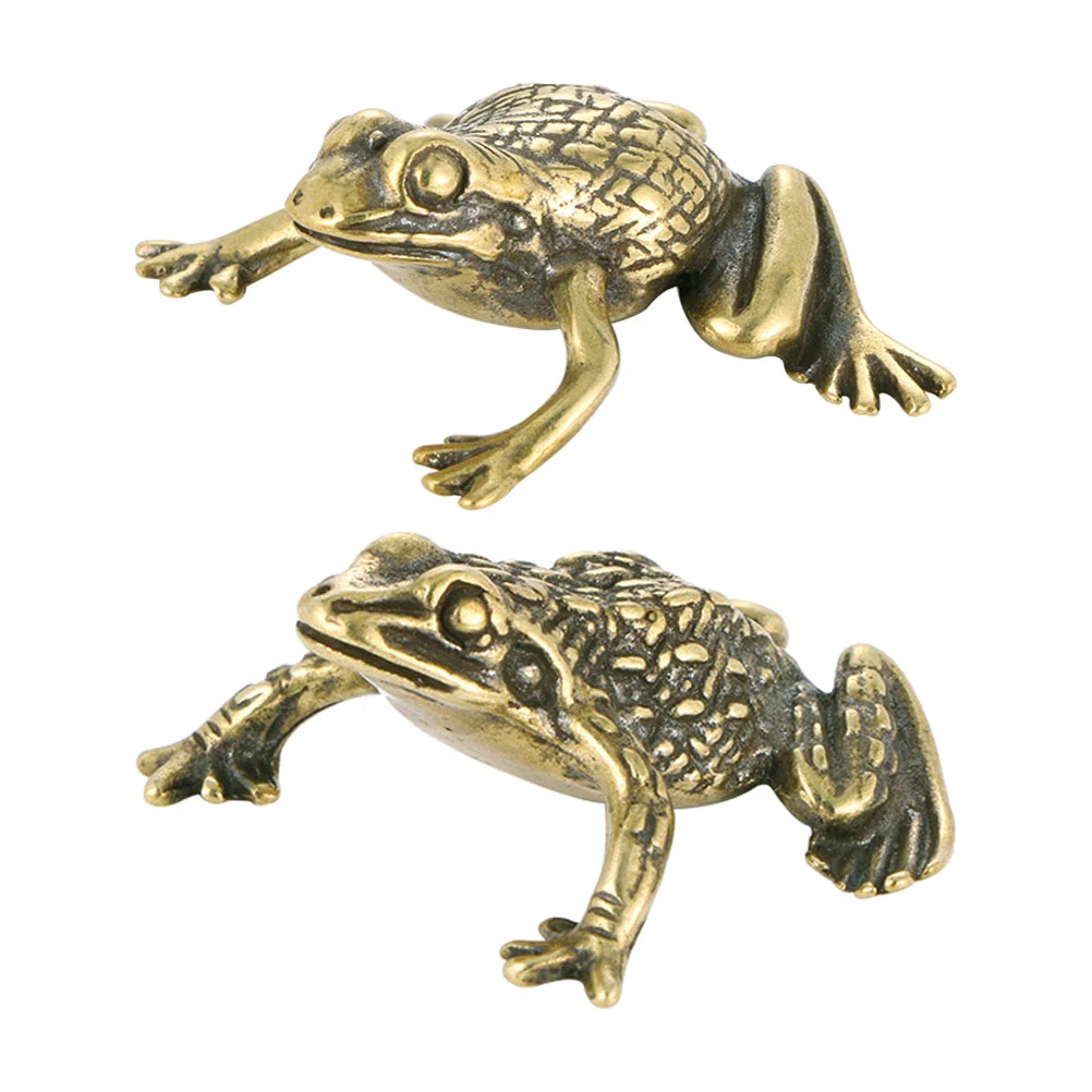 

Frog Statue Brass Toad Frogs Sculpture Figurine Shui Feng Statues Wealth Chinese Money Animal Decor Retro Mini Home Figurines