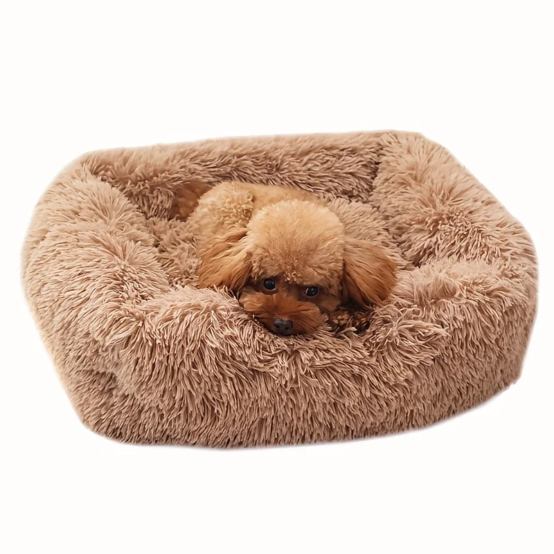 

Dog Cat Bed Non-Slip Plush Square Pet Kennel Winter Thickened Warm French Bulldog Cushion Cat Kennel Accessories Pet Supplies