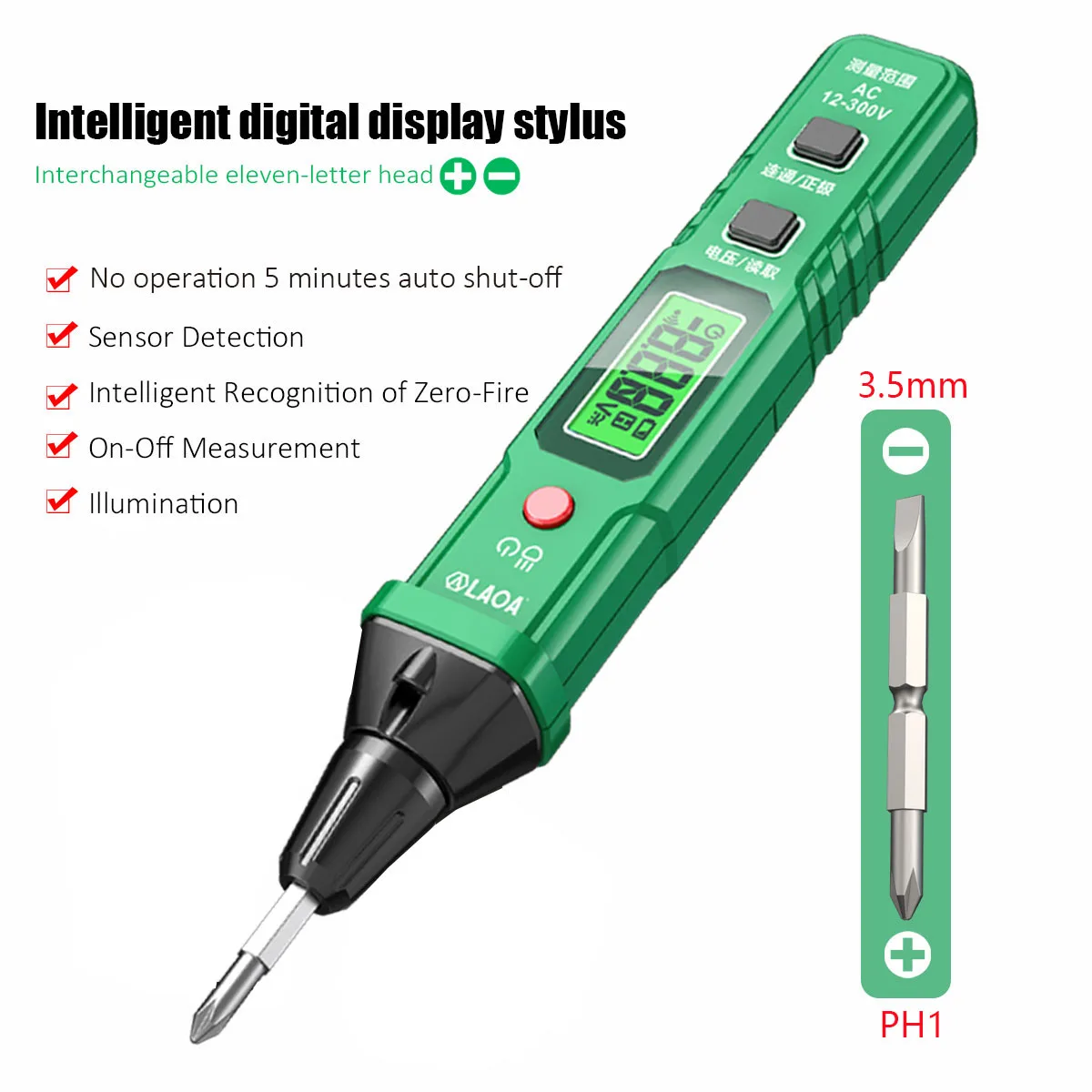 

Цифровая ручка напряжения LAOA, двуглавая отвертка, тестер напряжения S2, отвертки PH1 SL3,5 мм