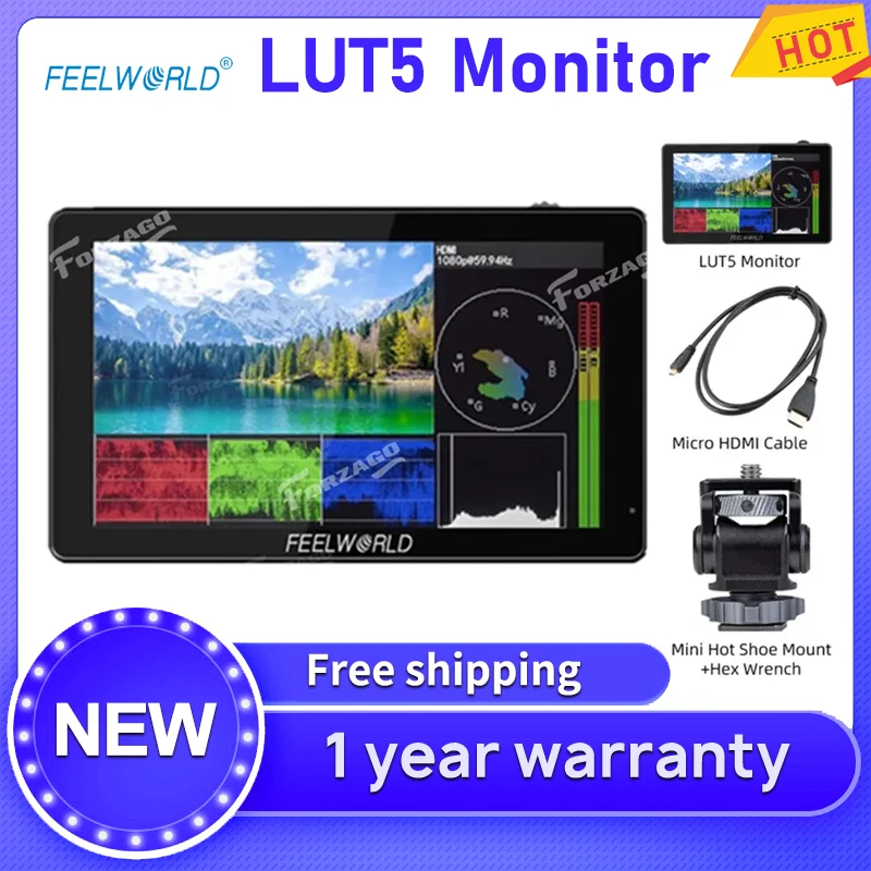 

Монитор камеры Feelworld LUT5, 5,5 дюйма, нит, 4K, HDMI
