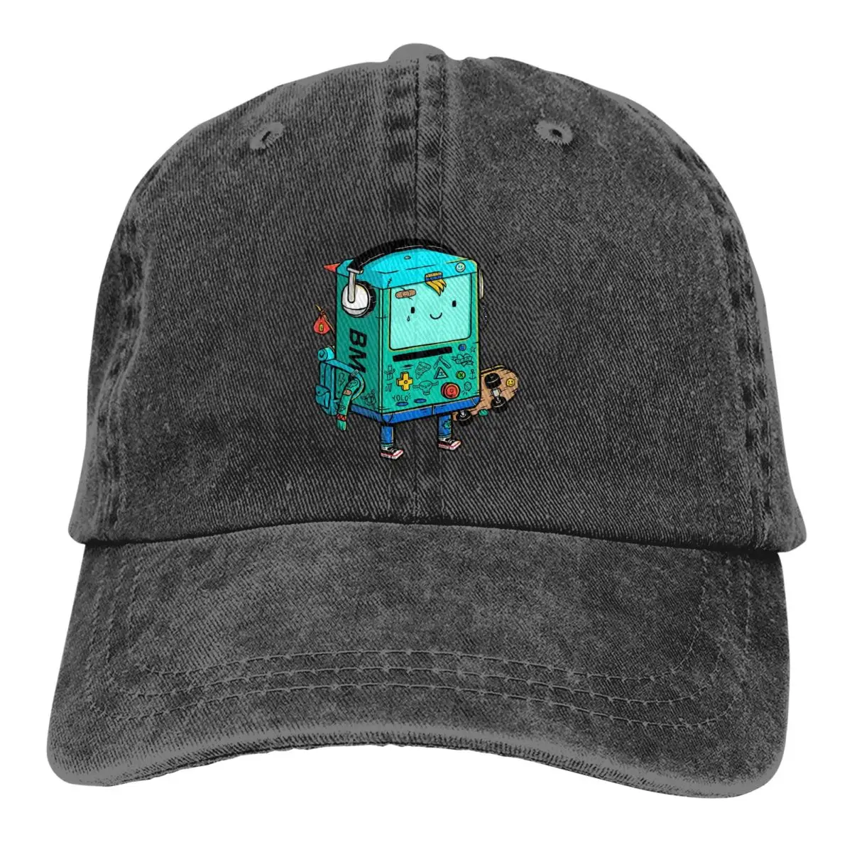 

Washed Men's Baseball Cap Skater BMO Trucker Snapback Caps Dad Hat Adventure Time Anime Golf Hats