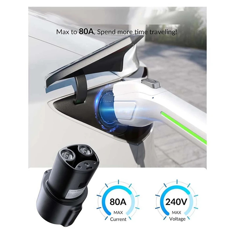 J1772 адаптер для зарядного устройства Tesla аксессуары [Макс. 80 А 240 В] Telsa NACS простой в