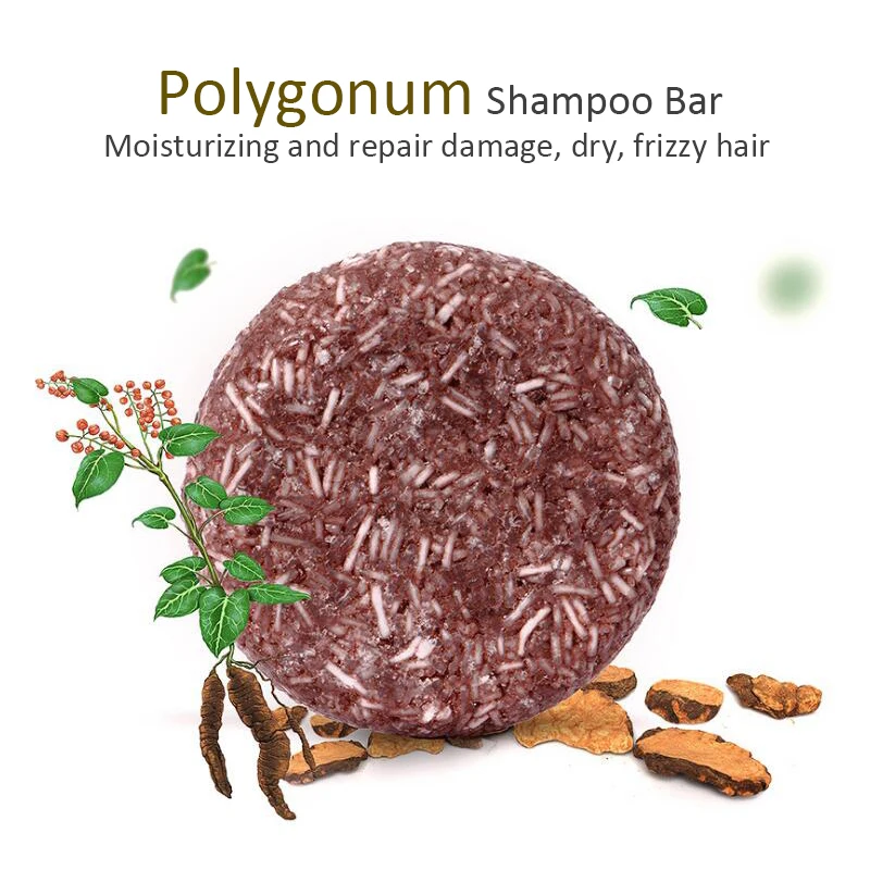 

PURC Polygonum Bar White Gray Hair Darkening Shampoo Soap Cleaning Dandruff Black Hair Shiny Hair Treatment Solid Shampoos 60g