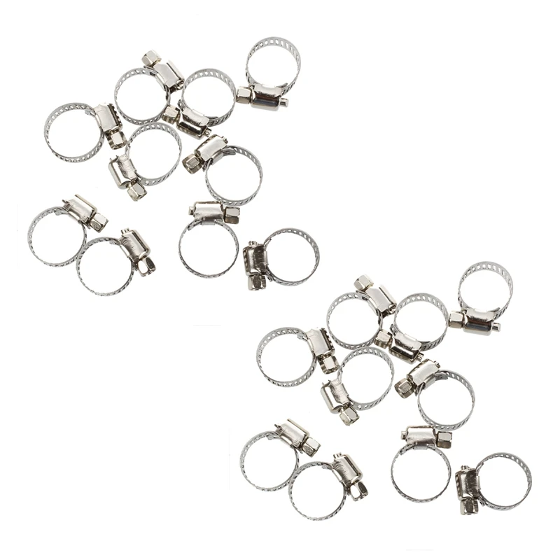 

20 Pcs Stainless Steel 13mm to 19mm Hose Pipe Clamps Clips Fastener