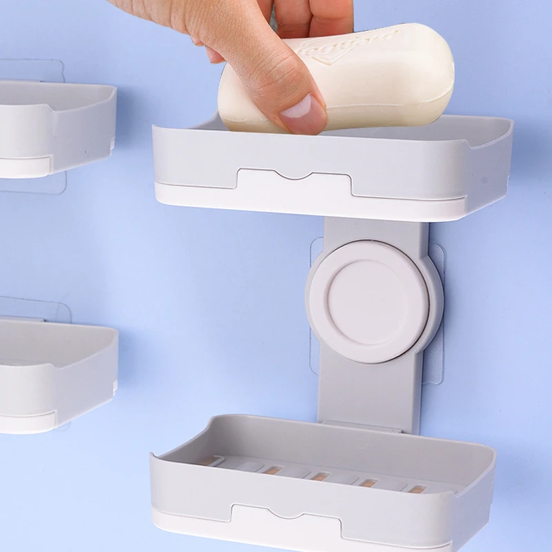 

Drainable Soap Dish For Bathroom Portable Soap Holder Wall Storage Rack Organizer Bathroom Accessories Double Layer Holder
