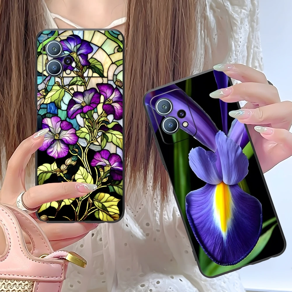 Красивый чехол для мобильного телефона Iris Flower Huawei P60 P50 P40 P30 P20 P10 P9 P8 Pro Lite Plus черный