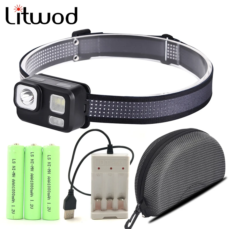 

Светодиодный налобный фонарь XP-G Q5, наружный светильник для кемпинга, водонепроницаемый и легкий, Предупреждение, 3 шт., батарея AAA, монолитный блок светодиодов, 10 Вт