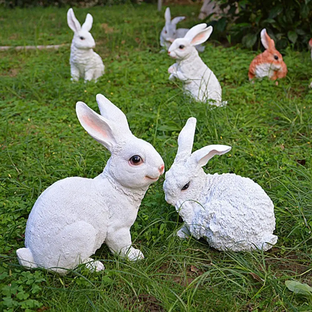 

Realistic Appearance Fade-resistant DIY Craft Rabbit Statue Resin Garden Rabbit Ornament Miniature Sculpture Home Decor
