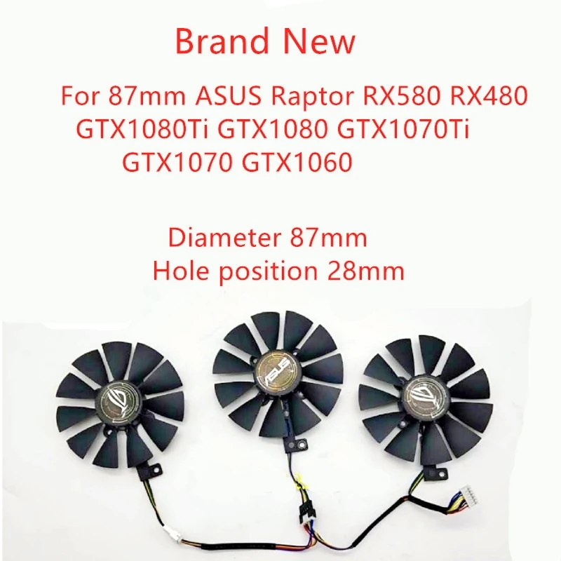 

Новый вентилятор охлаждения GPU для ноутбука 87 мм ASUS Raptor RX580 RX480 GTX1080Ti GTX1080 GTX1070Ti/1070 GTX1060 вентилятор видеокарты