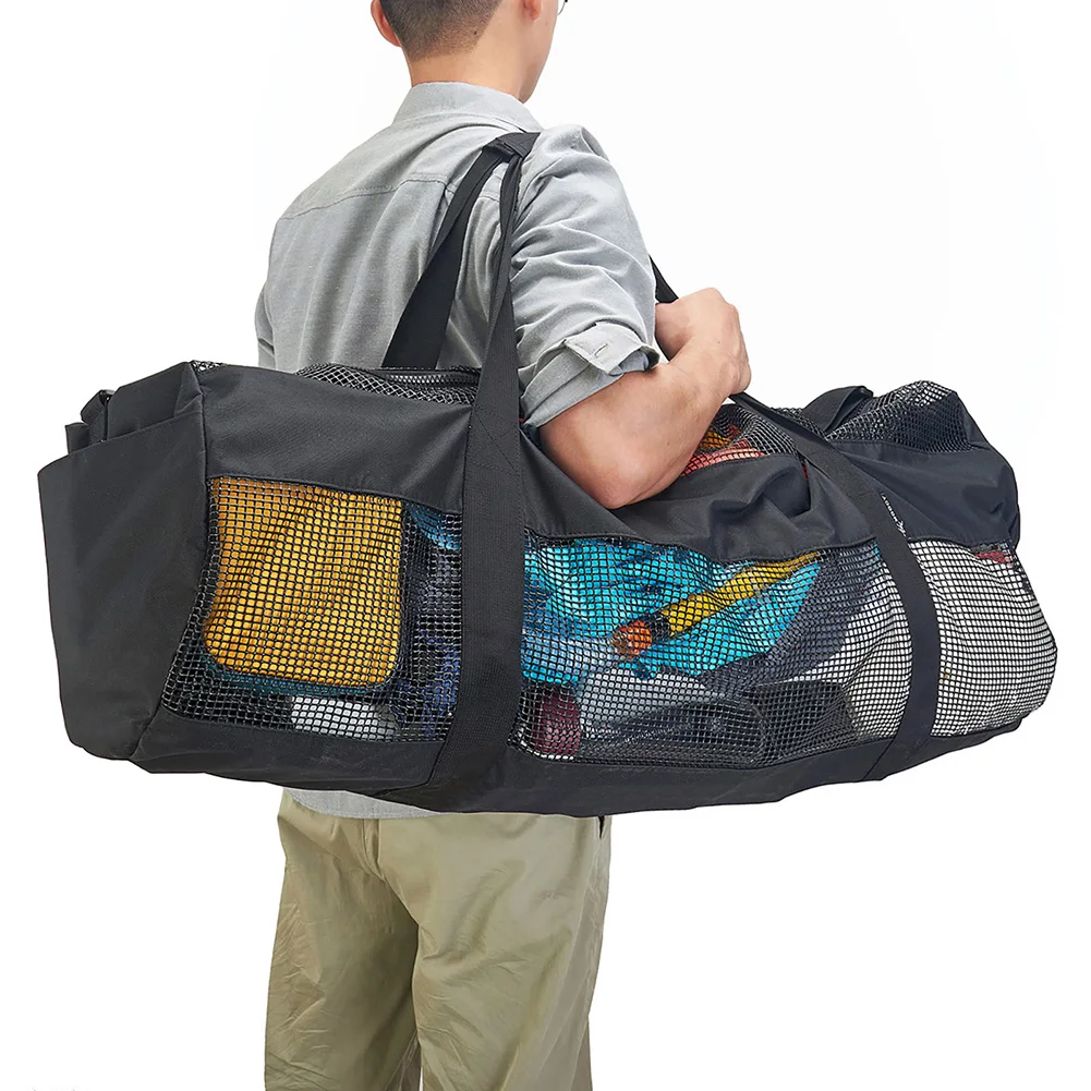 

Beach Mesh Shoulder Bags Foldable Protable Kids Beach Toys Clothes Bags Toy Storage Sundries Organizers Bag Messenger Bag