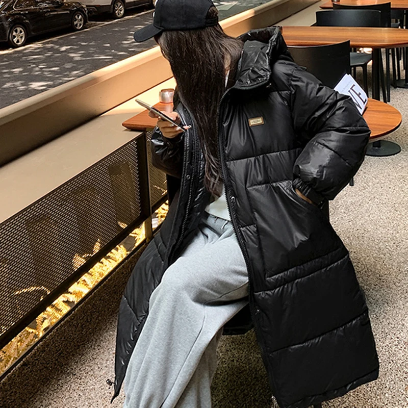 High Quality Long Hooded Puffer Jackets for Women Winter Basic Clothing Korean Teenage Girls Fashion Trends Solid Bubble Coats