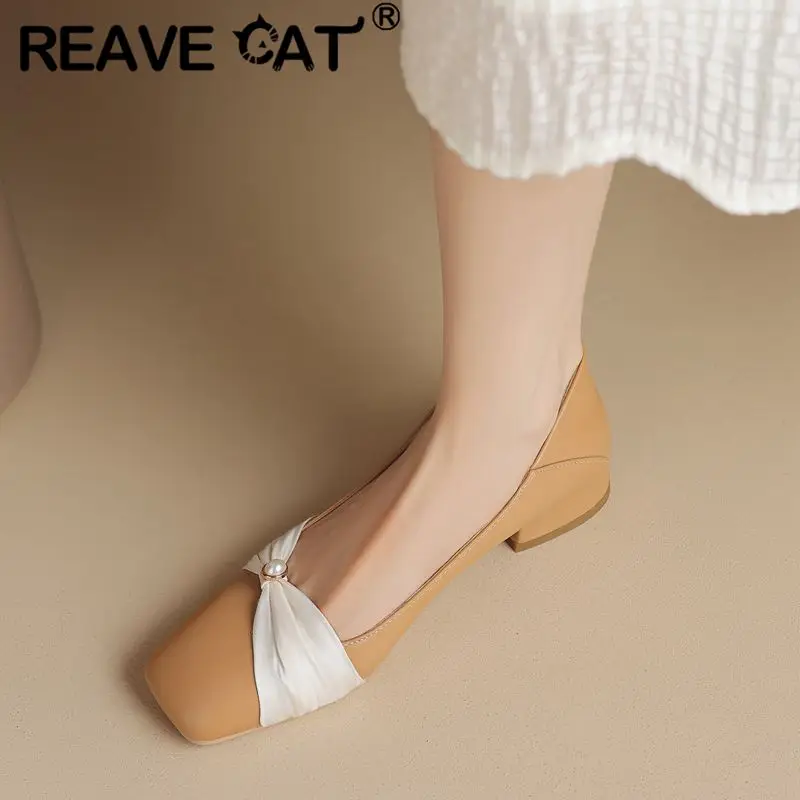 REAVE CAT мягкие туфли на плоской подошве женские без шнуровки блочном каблуке