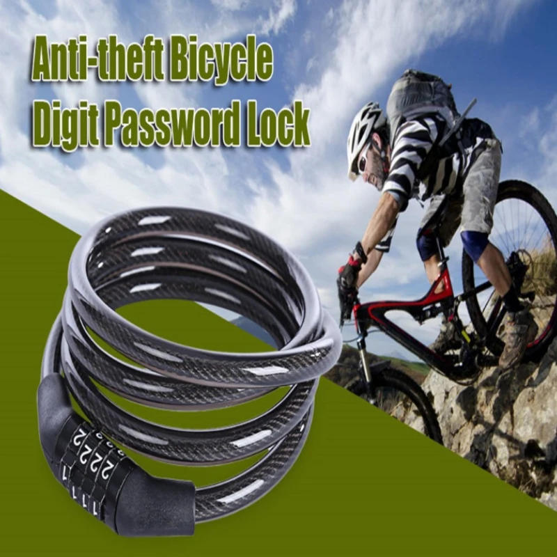 

Bicycle Four Digit Code Lock Mountain Bike Lock Electric Vehicle Steel Cable Steel Wire Chain Lock Bicycle Anti-theft Lock