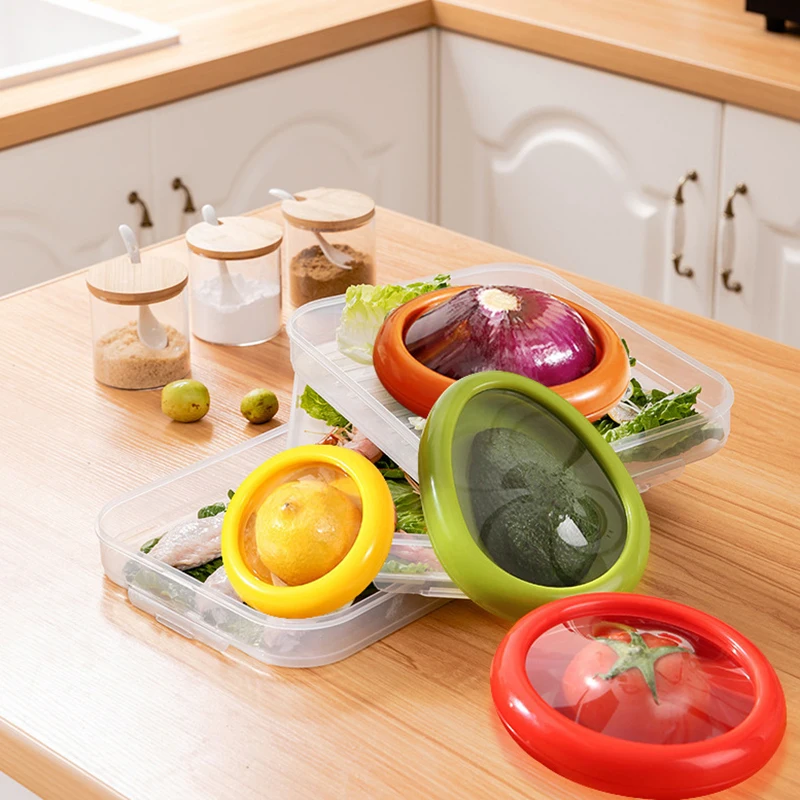 

1PCS Food Grade Fresh-keeping Cover Multi-purpose Food Fresh-keeping Box Lemon Onion Tomato Avocado Fruit Vegetable Storage Box