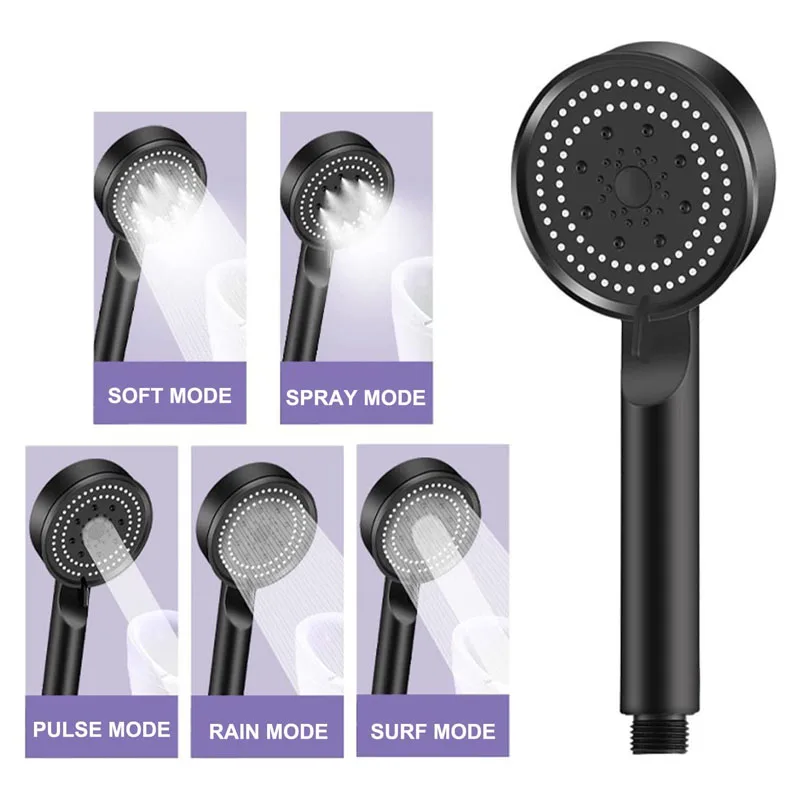 

Насадка для душа, регулируемый сберегающий воду Душ высокого давления, 5 режимов, одна клавиша, массаж воды, эко аксессуары для ванной комнат...