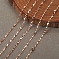elegant thin necklace for women girls 585 rose gold color herringbone cuban chain fashion party gifts 2mm 3mm