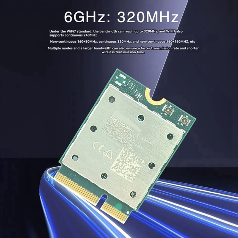 Фото Беспроводная сетевая карта WiFi7 QCNCM865 Bluetooth 5.4, трехдиапазонная 2.4G/5G/6ГГц, 5800M, M.2 NGFF, беспроводной сетевой адаптер-A31R №2