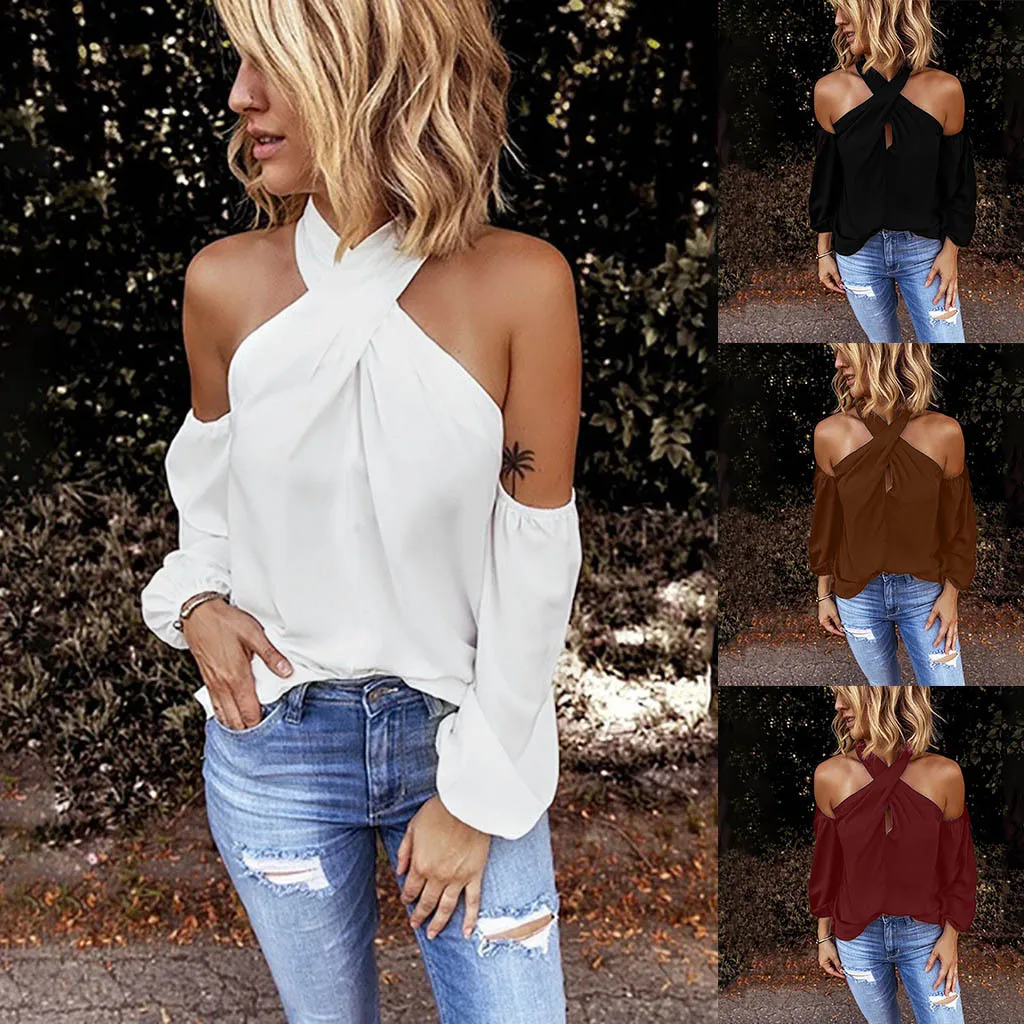 

Women's 2021 New Casual Slim Back Zipper Hanging Neck Solid Color Stitching Top