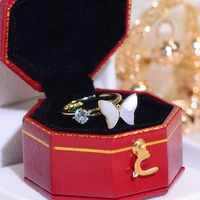 2pcset engagement rings for women korean design big crystal butterfly rings aaa quality 14k real bling zirconia charm lady