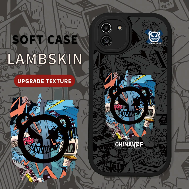 

Doodle Devil Lambskin PU Leather Case for Samsung Galaxy A03 S A10S A11 M12 acho A12 S A13 A20S A21S A23 A30 F12 M22 M32 Silicon