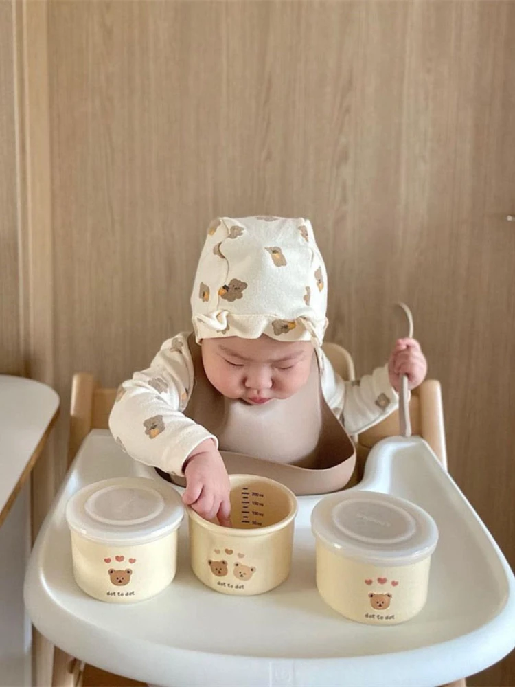 

Новинка 2022, детская посуда MILANCEL, сохраняющая свежесть и герметичную посуду для младенцев, тарелка с рисунком медведя для малыша, керамическ...