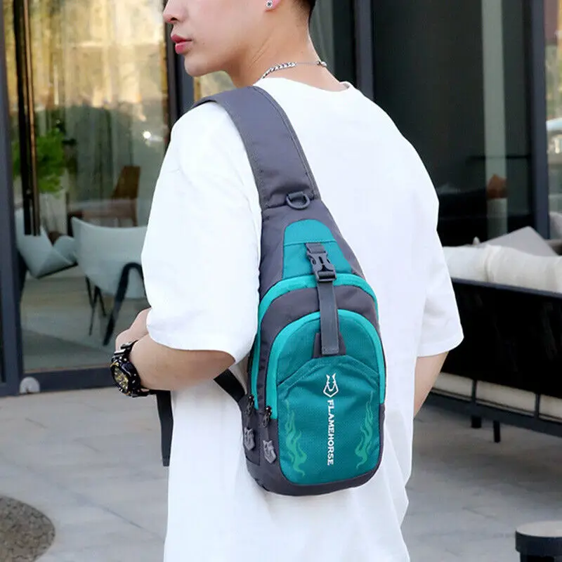 Men Women Nylon Sling Bag Small Backpack Crossbody Shoulder Chest Rucksack Cycling Travel Small Waterproof Sports