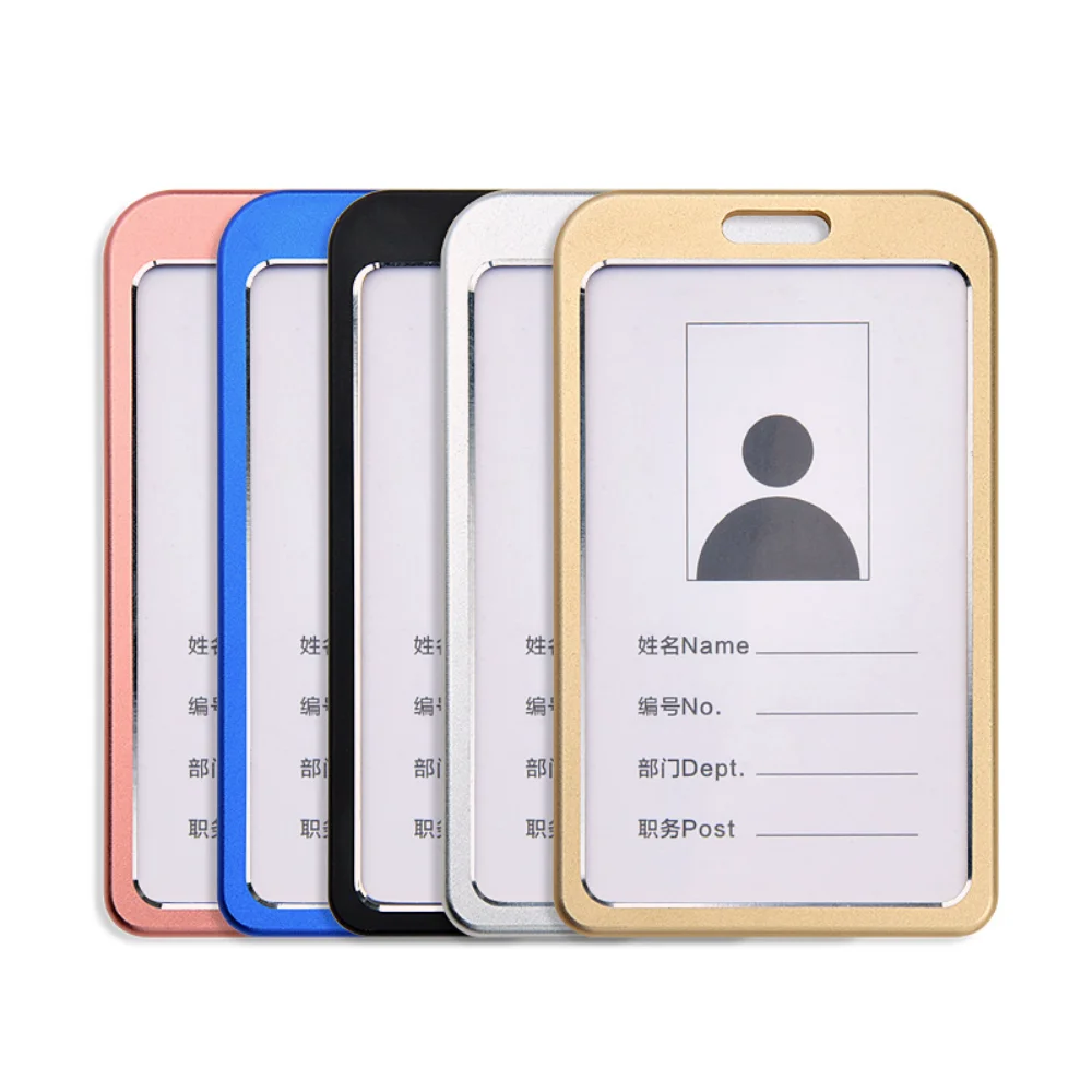 

Unisex Aluminum Alloy Work Name Card Holders Fashion Card Cover Business Work Card ID Badge Lanyard Holder Metal Bags Case