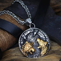 vintage viking wolf necklace for men fashion nordic odin 316l stainless steel raven necklace chain pendant jewelry accessories