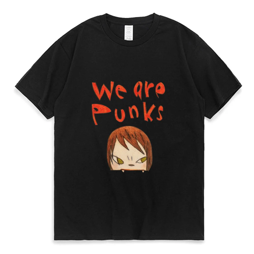 

Yoshitomo Nara We Are Punks Fang Girl Paint T Shirt 100% Cotton Yoshitomo Nara Punk Japanese Pop Round Neck T-shirt Men Women
