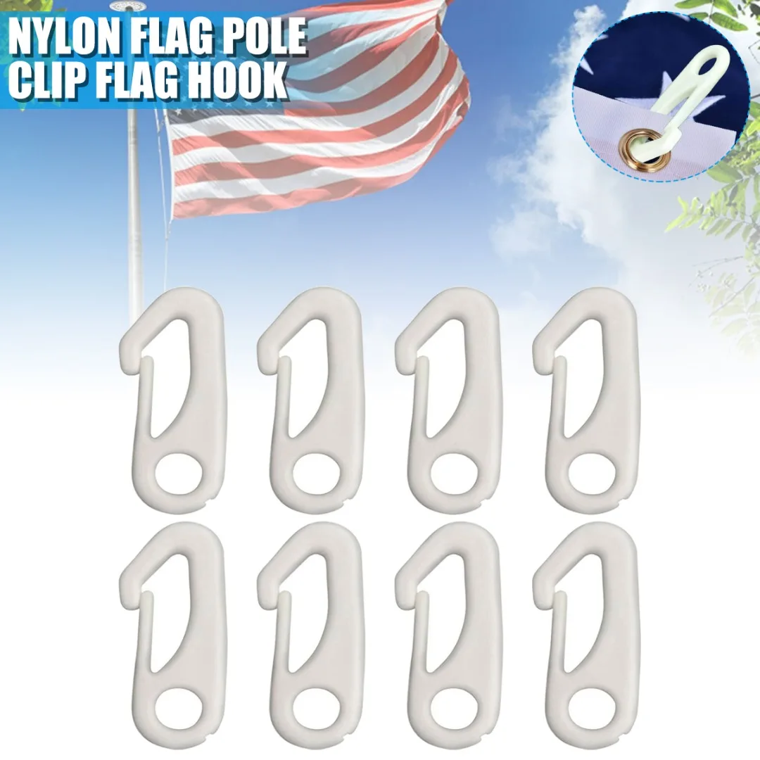 

8pcs Flag Pole Clip Hook Durable Plastic Heavy Duty Flagpole Holder Practical Outdoor Garden Flags Decor Accessories