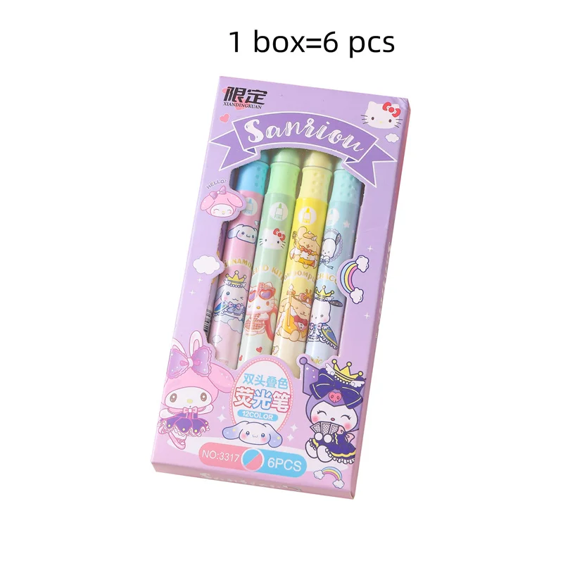 36 шт./партия флуоресцентные маркеры Sanrio Melody Cinnamoroll 6 цветов