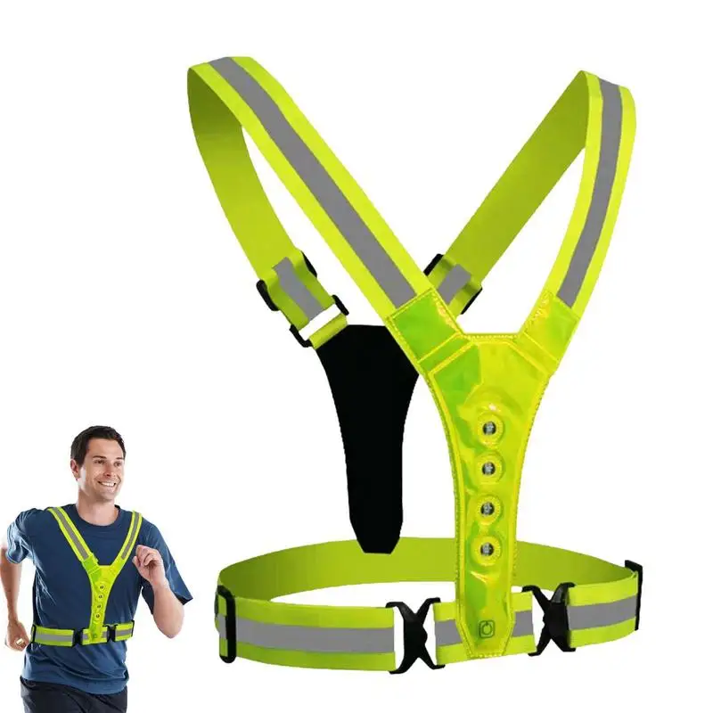 

Light Up Vest Adjustable Light Up Sports Vest With Lights Rechargeable Reflective Safety Gear High Visibility For Night Running