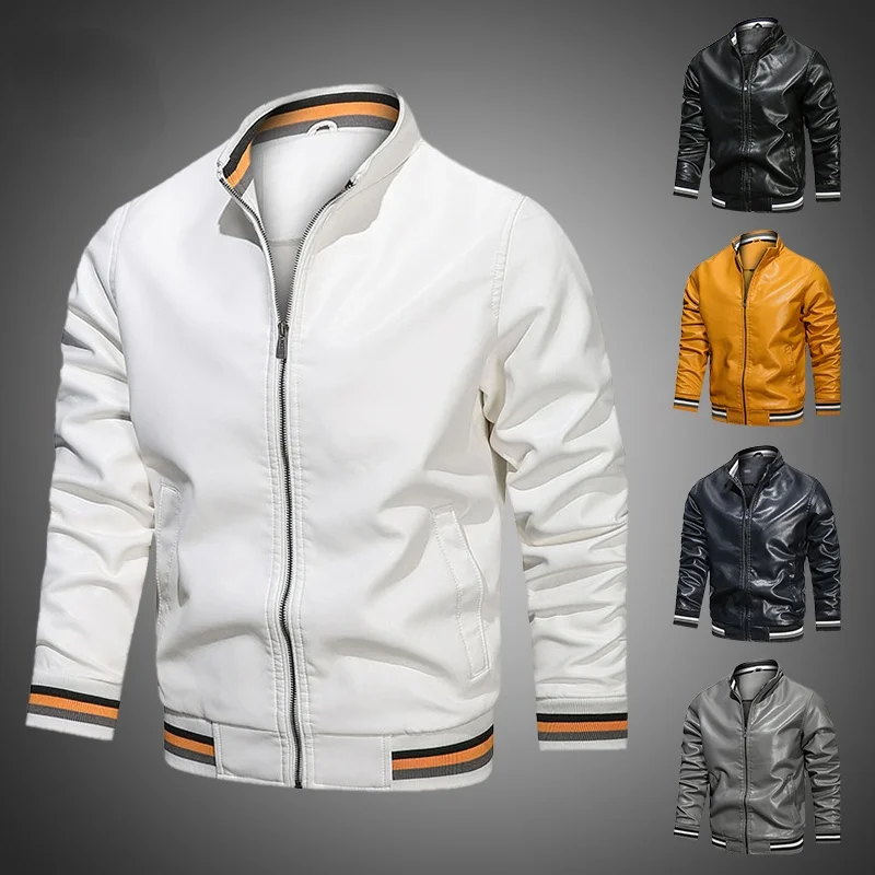 Мужская мотоциклетная куртка из ПУ кожи с вышивкой |