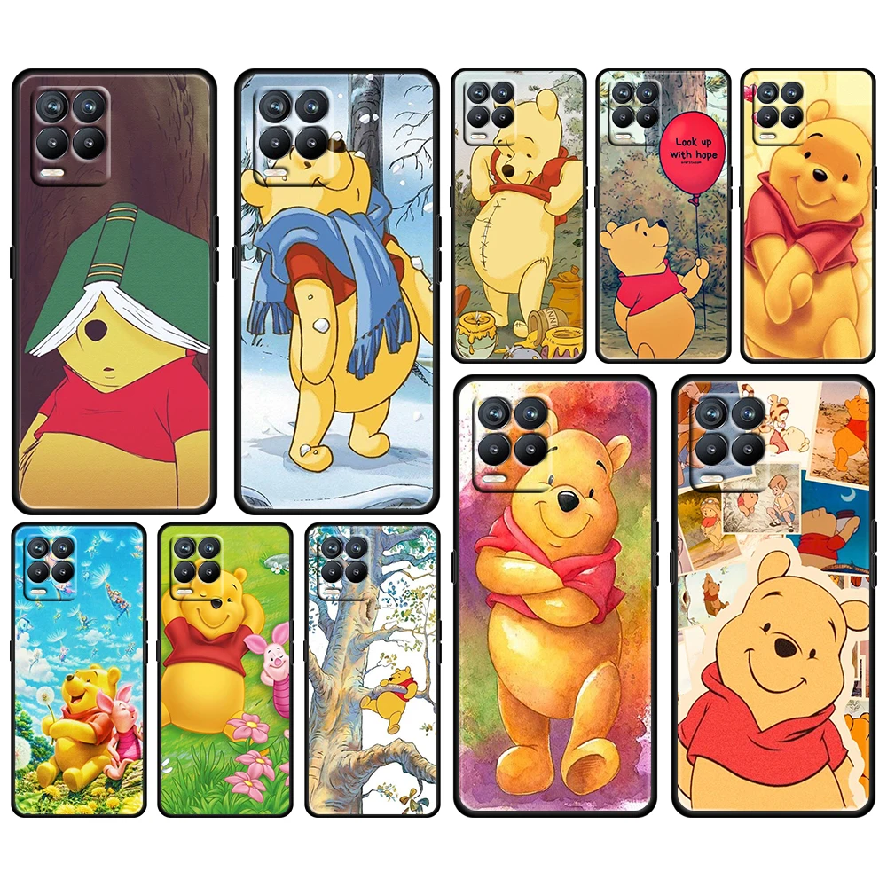 

Winnie the Pooh Disney Black Phone Case For OPPO Find X5 X3 F21 Neo Lite A96 A57 A74 A76 A72 A55 A54S A53 A53S Soft Cover Shell