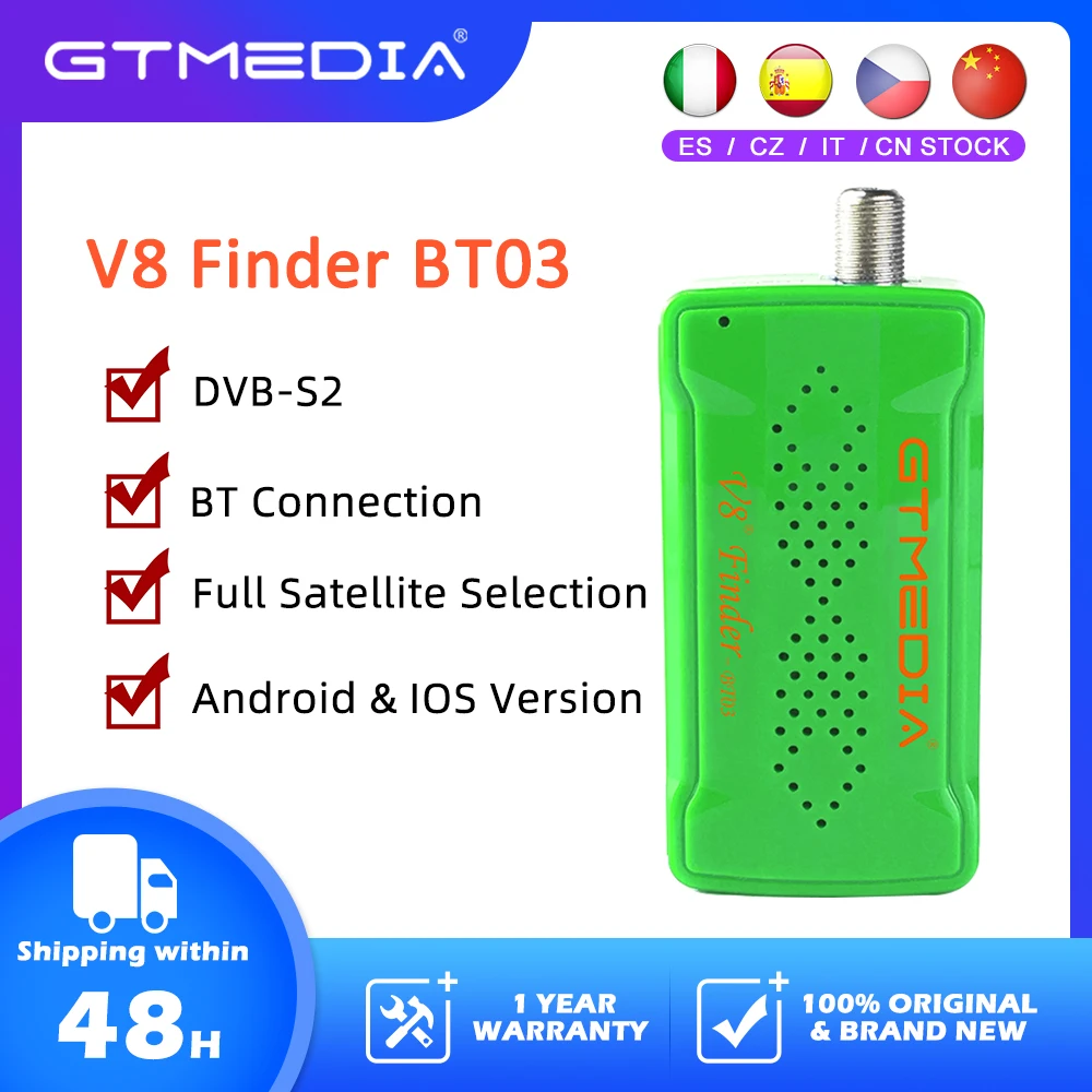 

GTMEDIA V8 Finder BT03 DVB S2 Digital Satellite Finder Meter TV Signal Receiver Support Android IOS System Bluetooth Connection
