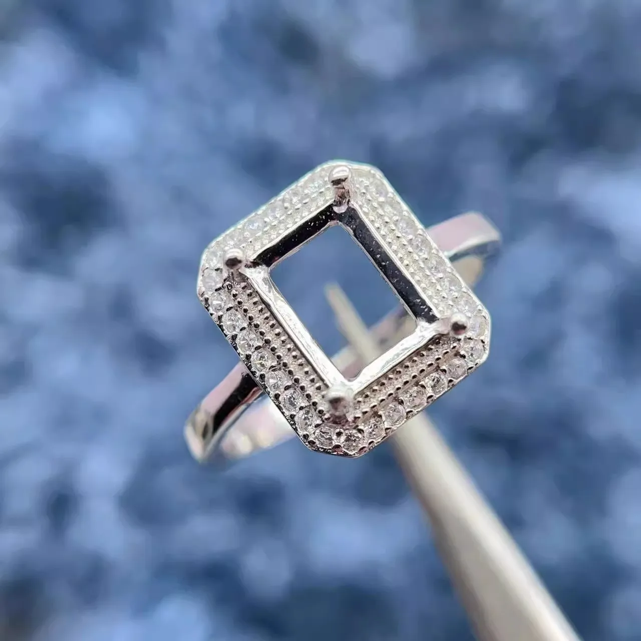 MeiBaPJ инкрустация 5*7/6*8/7*9 мм квадратный камень S925 Стерлинговое Серебро DIY пустой