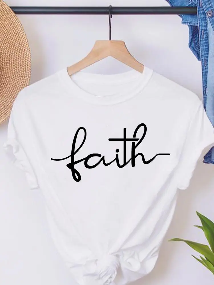 

Short Sleeve Summer Female Graphic Tee Clothes T Women's Faith Letter Trend Cute 90s Clothing Ladies Print Fashion T-shirts