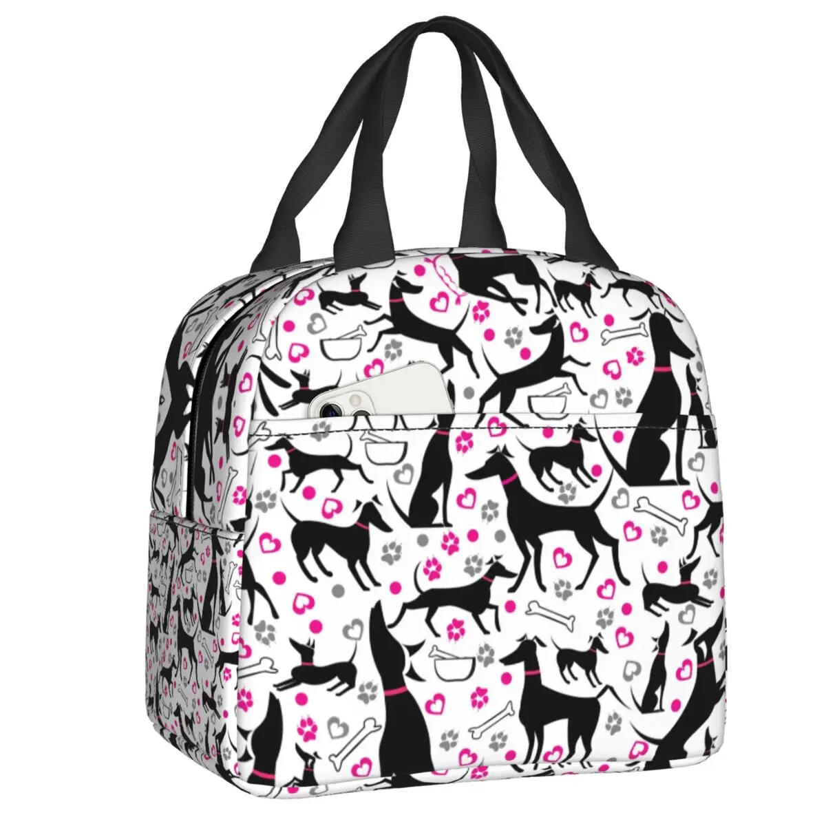 

Greyhound Insulated Lunch Bags for Women Leakproof Whippet Hound Dog Cooler Thermal Lunch Box Office Work School