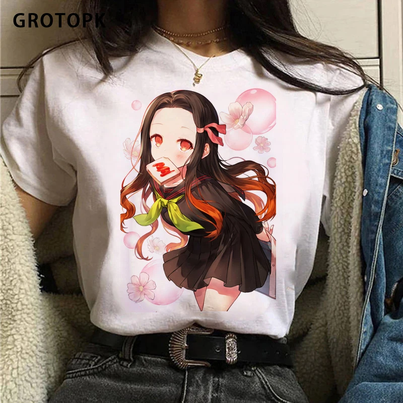 Женская Футболка Kamado Nezuko С Принтом Топ В Японском Аниме-стиле Demon-slaying Design Милый