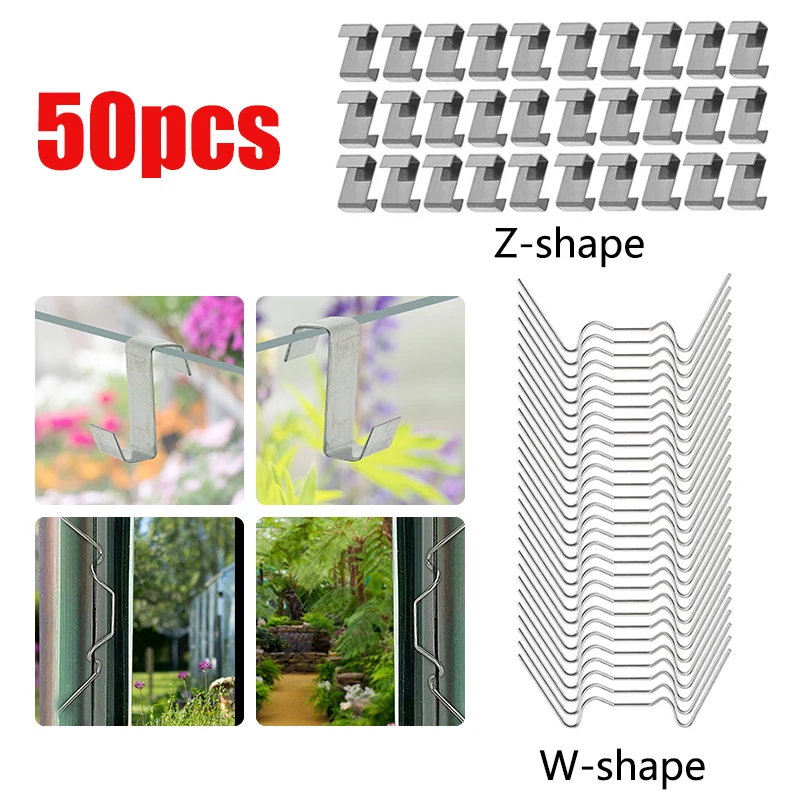 

50 шт. U-образные садовые сваи из нержавеющей стали, зажим для фиксации теплицы, Z/W-образный садовый гвоздь для сорняков, ткани, ландшафта, сетк...