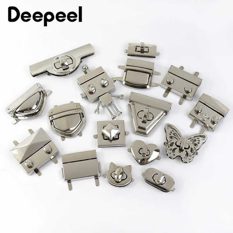 

4Pcs Metal Bag Locks Silver Twist Turn Lock Buckles Handbag Closure Snap Clasps for Purse Clasp DIY Crafts Hardware Accessories