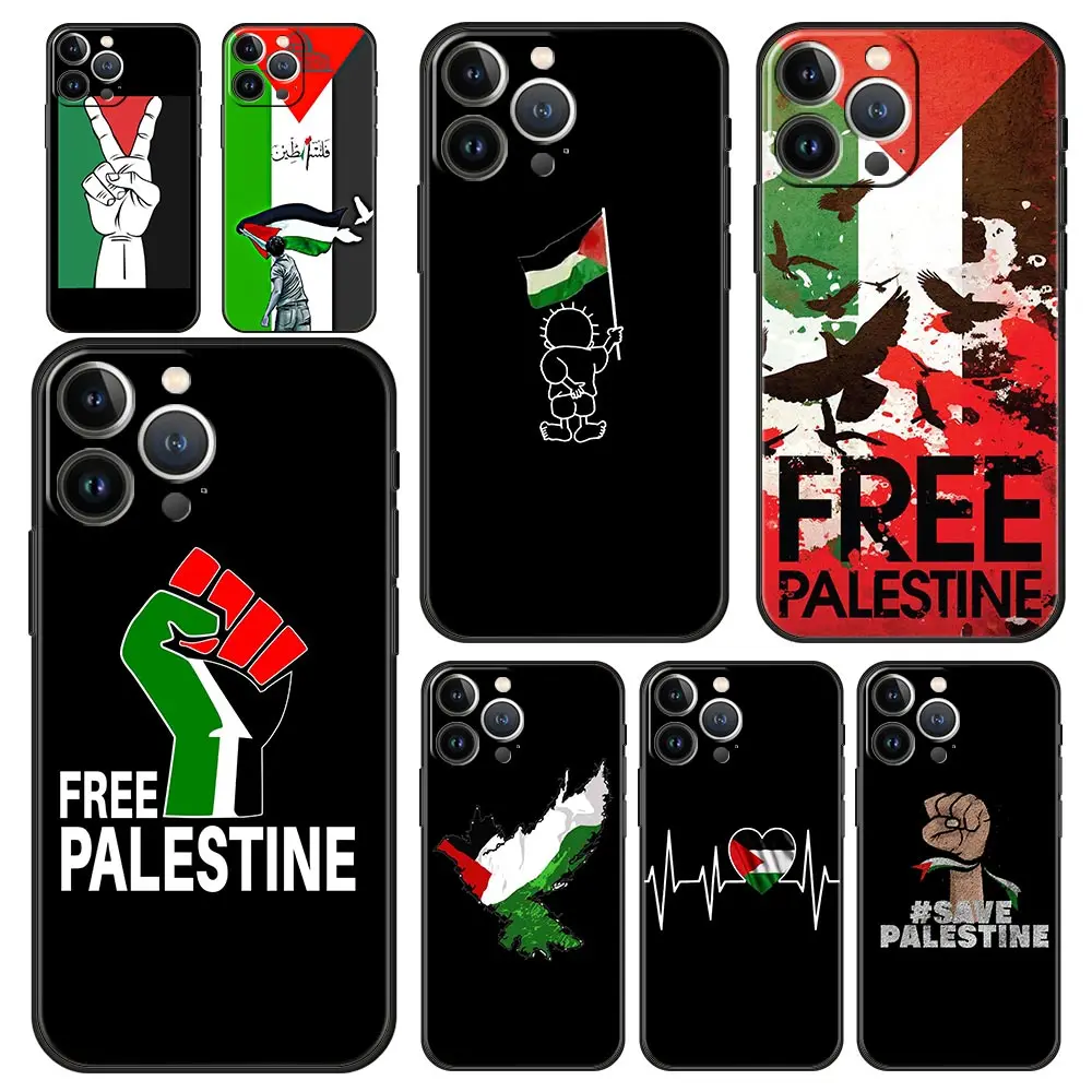 

Freedom Palestine Flag Luxury Protection Soft Phone Case For iPhone 13 14 12 11 Pro MAX Mini XR X SE XS 7 8 Plus Black Cover