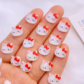 10Pcs Alloy Hello Kitty Kawaii Nail Designer Charms 7x9mm Cute Cat Cartoon  Nail Art Crystal Rhinestones DIY Metal Nail Stones