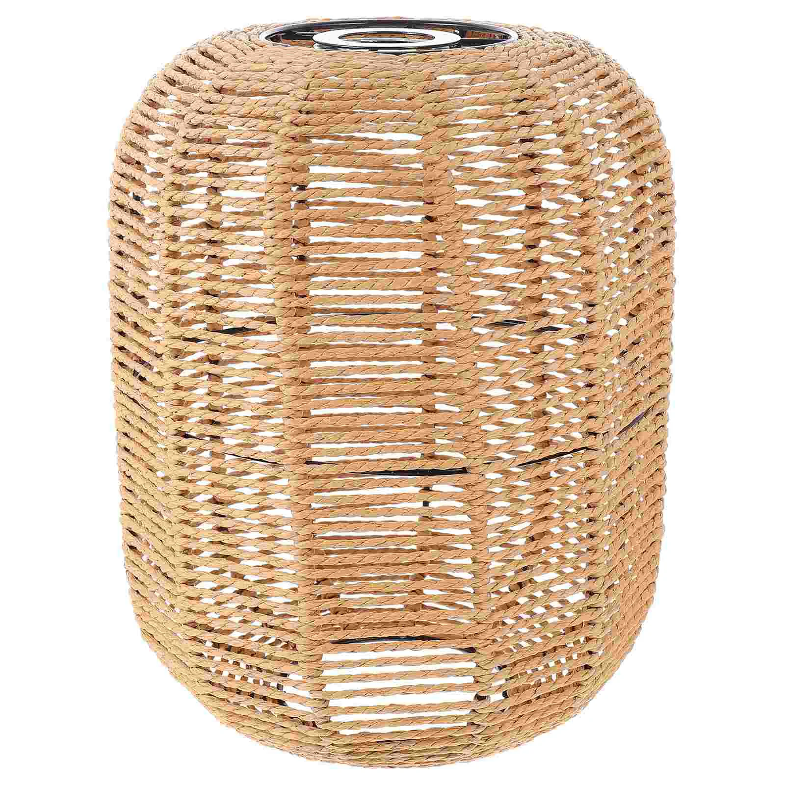 

Shade Lamp Lantern Wicker Cover Light Woven Fixture Covers Basket Outdoor Balcony Verandah Hand Porch Weave Chandelier Retro