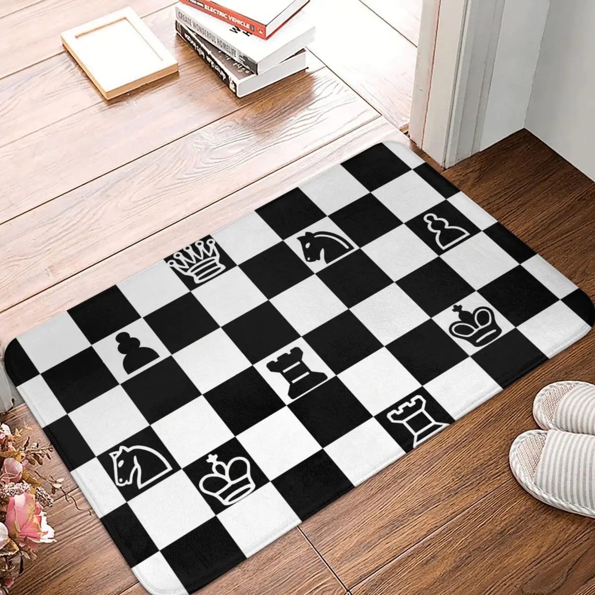 

Hip Hop Kitchen Non-Slip Carpet Chess Design Living Room Mat Entrance Door Doormat Home Decor Rug